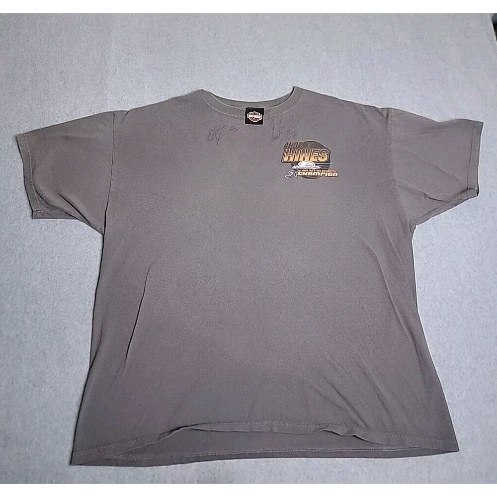 Harley-Davidson Andrew Hines NHRA Champion T-Shirt Mens 2X Gray Graphic Biker